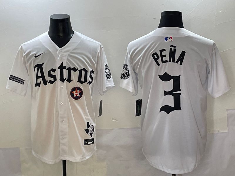 Men 2025 Houston Astros #3 Pena White Five generations Joint Name Nike MLB Jersey style 44->houston astros->MLB Jersey
